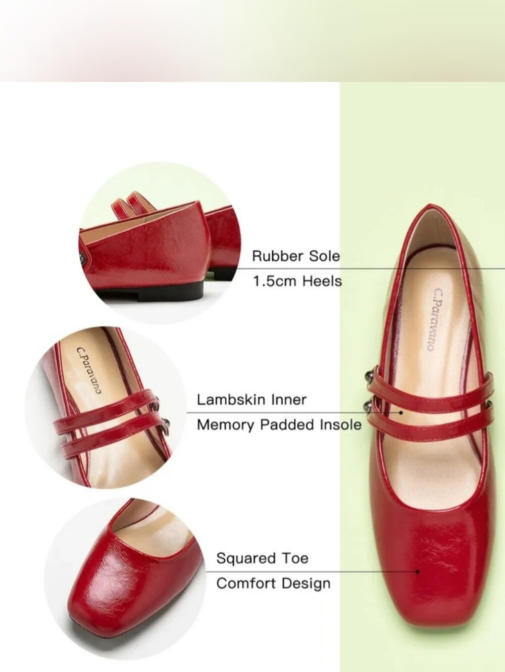C. Paravacino Red Mary Jane Heels
